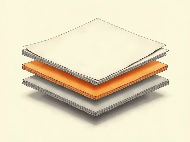 Three blank sheets stacked with gaps between them like animation layers, the middle one orange.