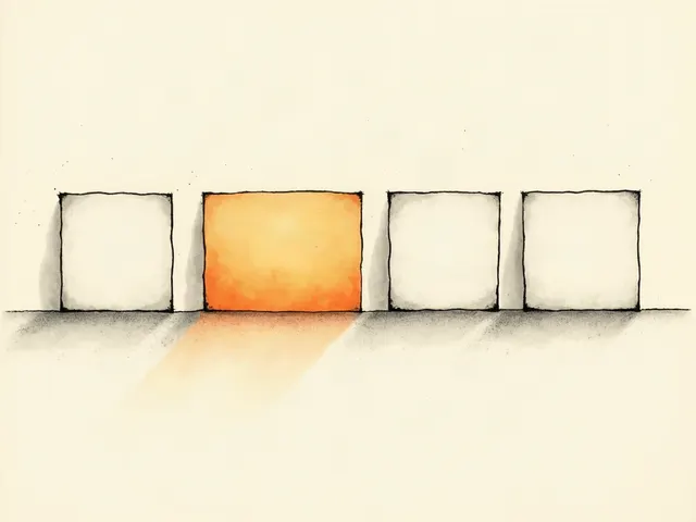 Four blank storyboard frames in a row, the second one filled orange and glowing.