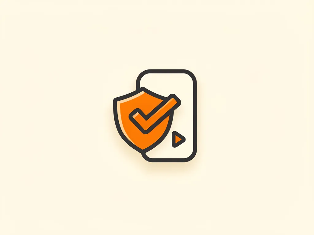 Illustration of a shield and document with a play button