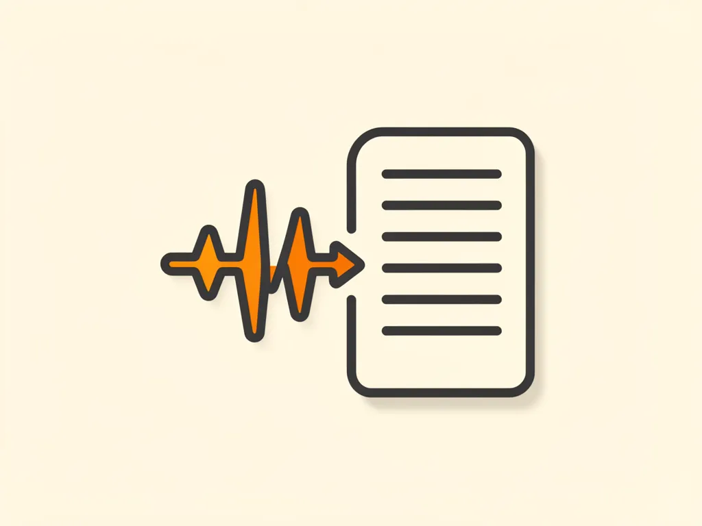 Illustration of an audio waveform turning into a text document
